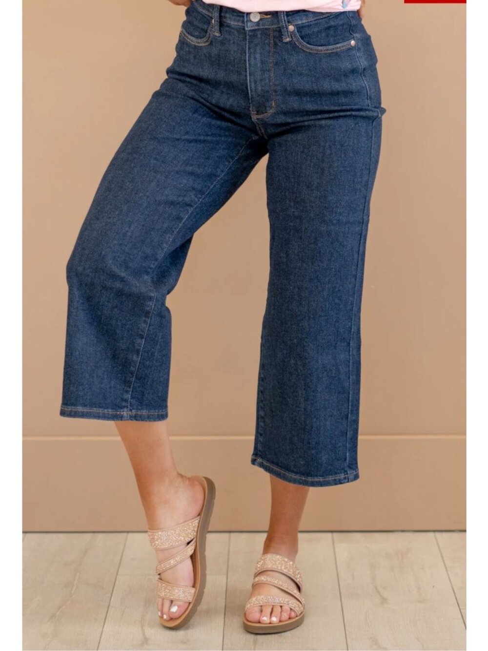 Judy Blue Jeans Size 16 Tummy Control Crop Wide Leg Denim Stretch 88716